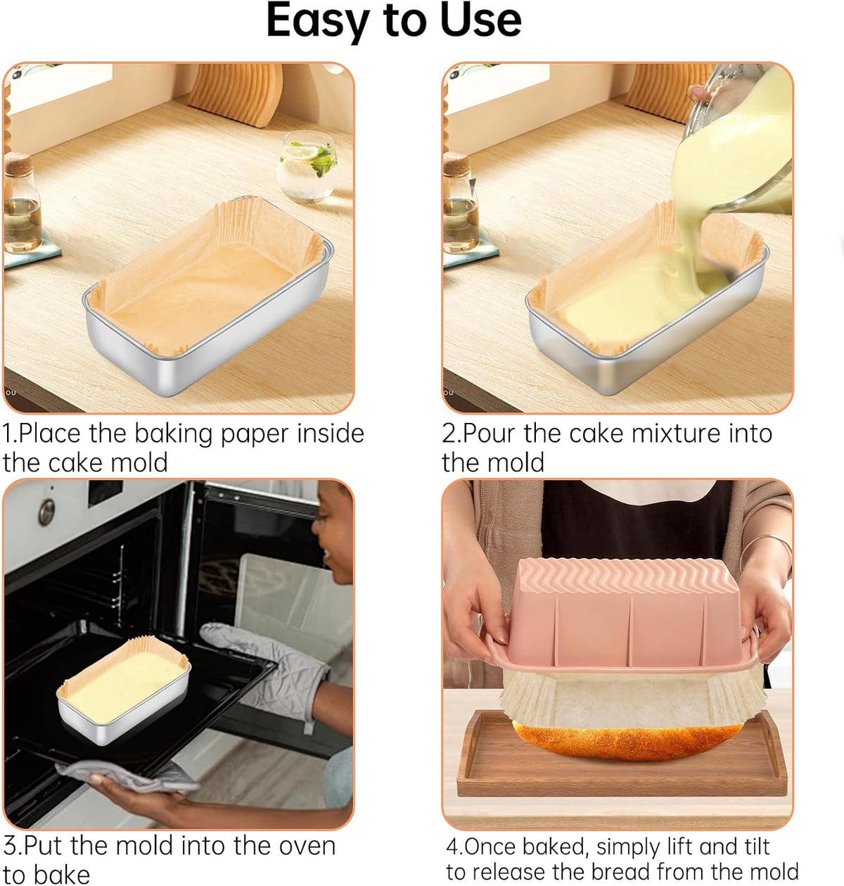 100 Pcs Loaf Pan Liners for Baking Bread 9x5 Inch, Non-Stick Pre Formed Parchment Paper for Bread Pan, Ideal Disposable Loaf Breads Liners for Baking Toast, Cakes, Banana Breads, Brown