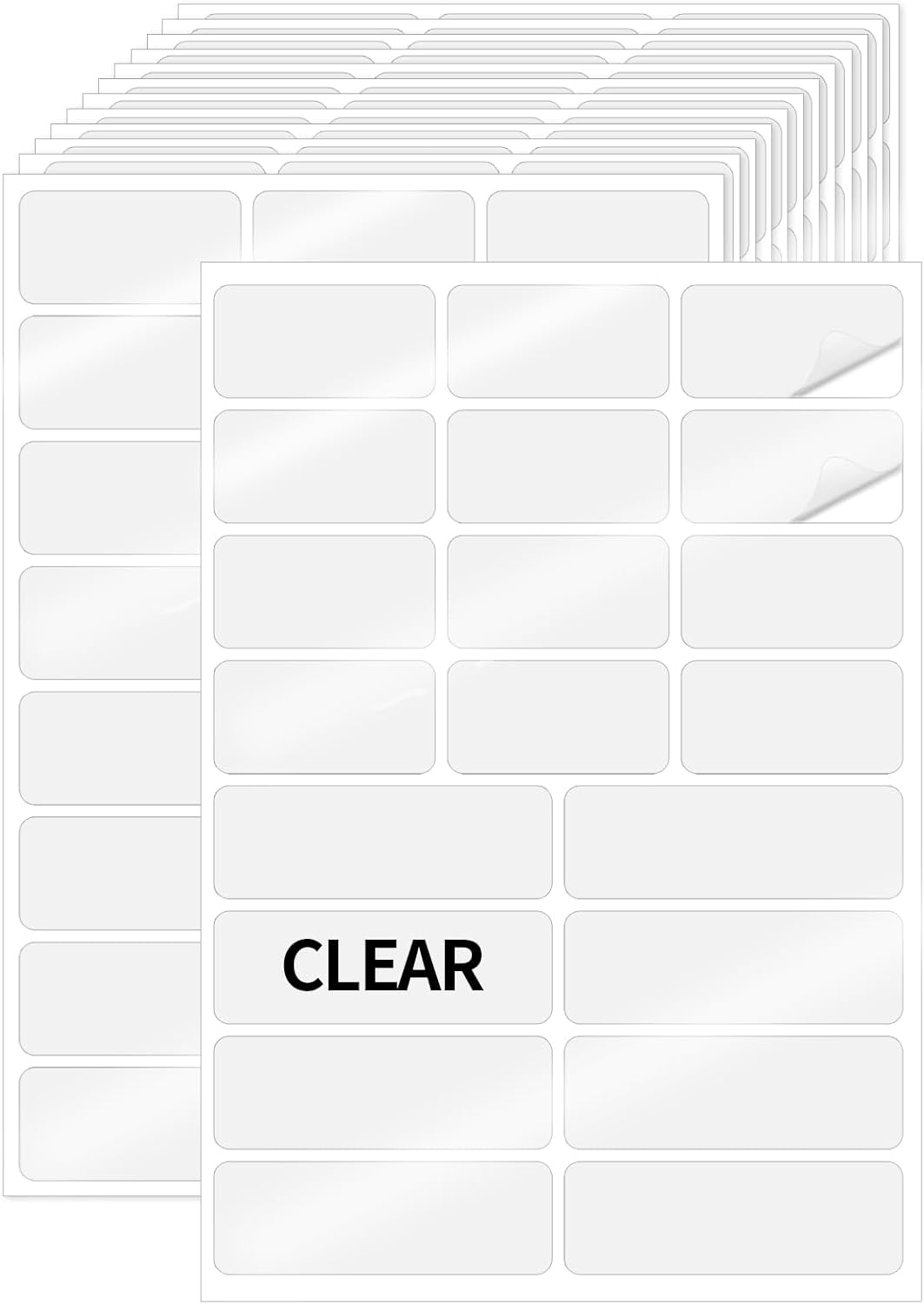 Transparent Stickers Labels, Removable - Self Adhesive Clear Label Stickers for Essential Oil Bottle, Jars, Food Storage or Gift Decoration (2 Size, 300 Sheet)
