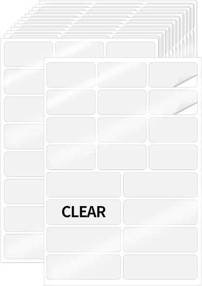 Transparent Stickers Labels, Removable - Self Adhesive Clear Label Stickers for Essential Oil Bottle, Jars, Food Storage or Gift Decoration (2 Size, 300 Sheet)