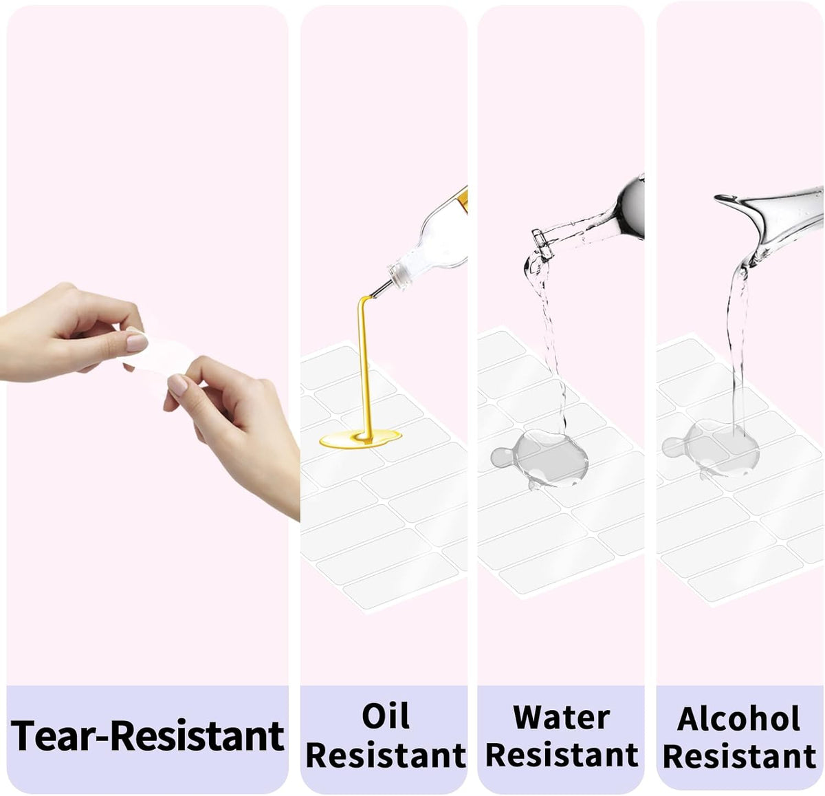 Transparent Stickers Labels, Removable - Self Adhesive Clear Label Stickers for Essential Oil Bottle, Jars, Food Storage or Gift Decoration (2 Size, 300 Sheet)