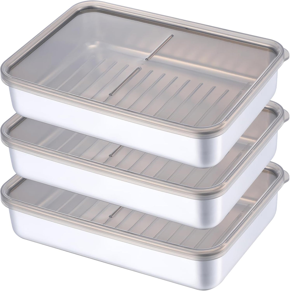3Pcs Deli Containers with Lids, 7.9*5.6*1.7 in Bacon Container for Refrigerator, Fridge Organizer, Cheese Container for Fridge, Dishwasher Safe Long Deli Meat Storage Containers Fruit Tray with Lids