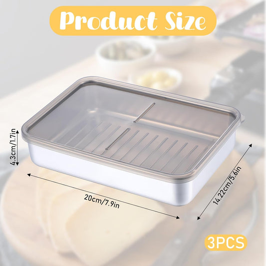 3Pcs Deli Containers with Lids, 7.9*5.6*1.7 in Bacon Container for Refrigerator, Fridge Organizer, Cheese Container for Fridge, Dishwasher Safe Long Deli Meat Storage Containers Fruit Tray with Lids