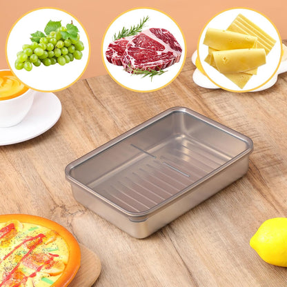 3Pcs Deli Containers with Lids, 7.9*5.6*1.7 in Bacon Container for Refrigerator, Fridge Organizer, Cheese Container for Fridge, Dishwasher Safe Long Deli Meat Storage Containers Fruit Tray with Lids