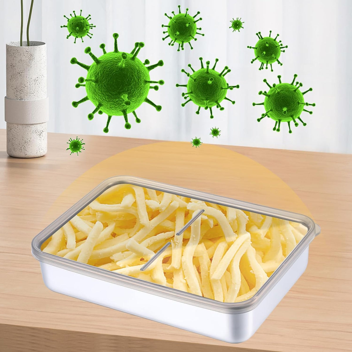 3Pcs Deli Containers with Lids, 7.9*5.6*1.7 in Bacon Container for Refrigerator, Fridge Organizer, Cheese Container for Fridge, Dishwasher Safe Long Deli Meat Storage Containers Fruit Tray with Lids