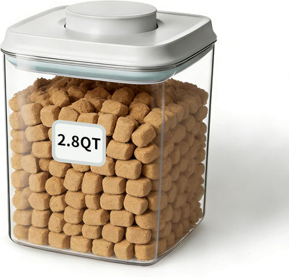 Dog Food Storage Container with 130ml Scoop – 4L/4.2qt Airtight Dog Food Container for Kibble & Treats, BPA-Free Cat Food Storage Container, Stackable Pop Lid Plastic Container with Lid