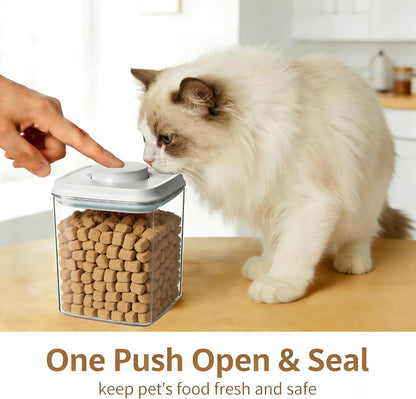Dog Food Storage Container with 130ml Scoop – 4L/4.2qt Airtight Dog Food Container for Kibble & Treats, BPA-Free Cat Food Storage Container, Stackable Pop Lid Plastic Container with Lid