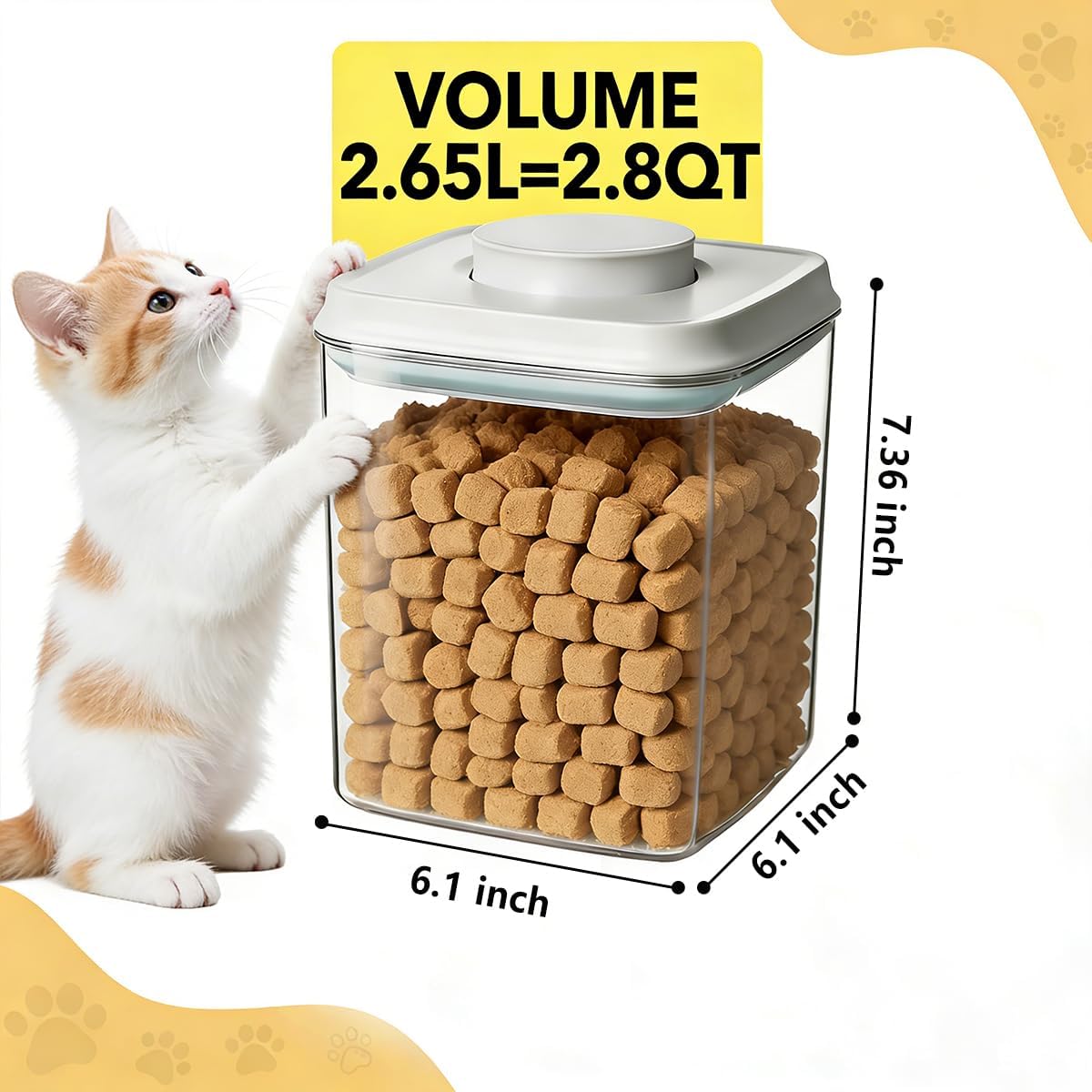 Dog Food Storage Container with 130ml Scoop – 4L/4.2qt Airtight Dog Food Container for Kibble & Treats, BPA-Free Cat Food Storage Container, Stackable Pop Lid Plastic Container with Lid