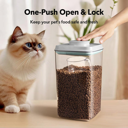 Dog Food Storage Container with 130ml Scoop – 4L/4.2qt Airtight Dog Food Container for Kibble & Treats, BPA-Free Cat Food Storage Container, Stackable Pop Lid Plastic Container with Lid