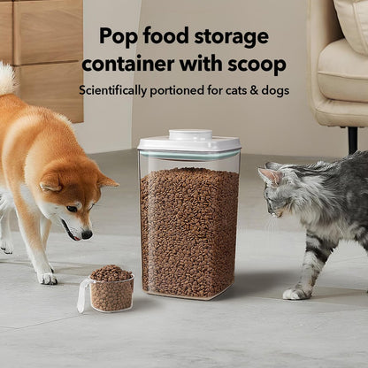 Dog Food Storage Container with 130ml Scoop – 4L/4.2qt Airtight Dog Food Container for Kibble & Treats, BPA-Free Cat Food Storage Container, Stackable Pop Lid Plastic Container with Lid