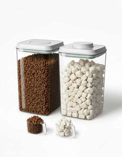 Dog Food Storage Container with 130ml Scoop – 4L/4.2qt Airtight Dog Food Container for Kibble & Treats, BPA-Free Cat Food Storage Container, Stackable Pop Lid Plastic Container with Lid