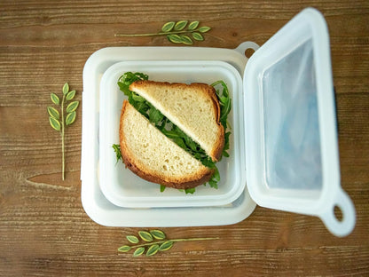 Silicone Sandwich Storage Bag - Leakproof, Lay-Flat, Opens Fully Case - 6.5”×1.1”×6.5” - Microwave/Oven/Dishwasher/Freezer Ready - Built-In Hang Loop - Sandwich Container for Work & Travel