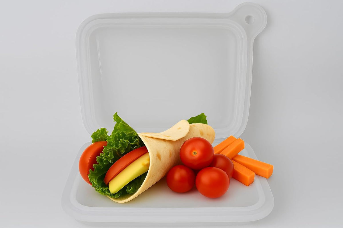 Silicone Sandwich Storage Bag - Leakproof, Lay-Flat, Opens Fully Case - 6.5”×1.1”×6.5” - Microwave/Oven/Dishwasher/Freezer Ready - Built-In Hang Loop - Sandwich Container for Work & Travel