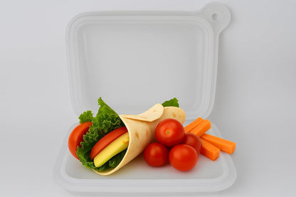 Silicone Sandwich Storage Bag - Leakproof, Lay-Flat, Opens Fully Case - 6.5”×1.1”×6.5” - Microwave/Oven/Dishwasher/Freezer Ready - Built-In Hang Loop - Sandwich Container for Work & Travel