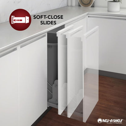 8" Pullout Wooden Bakeware Organizer Shelf for Kitchen Cabinets, Pots and Pans Wire Storage Rack w/ Soft-Close Slides, 447-BCSC-8C