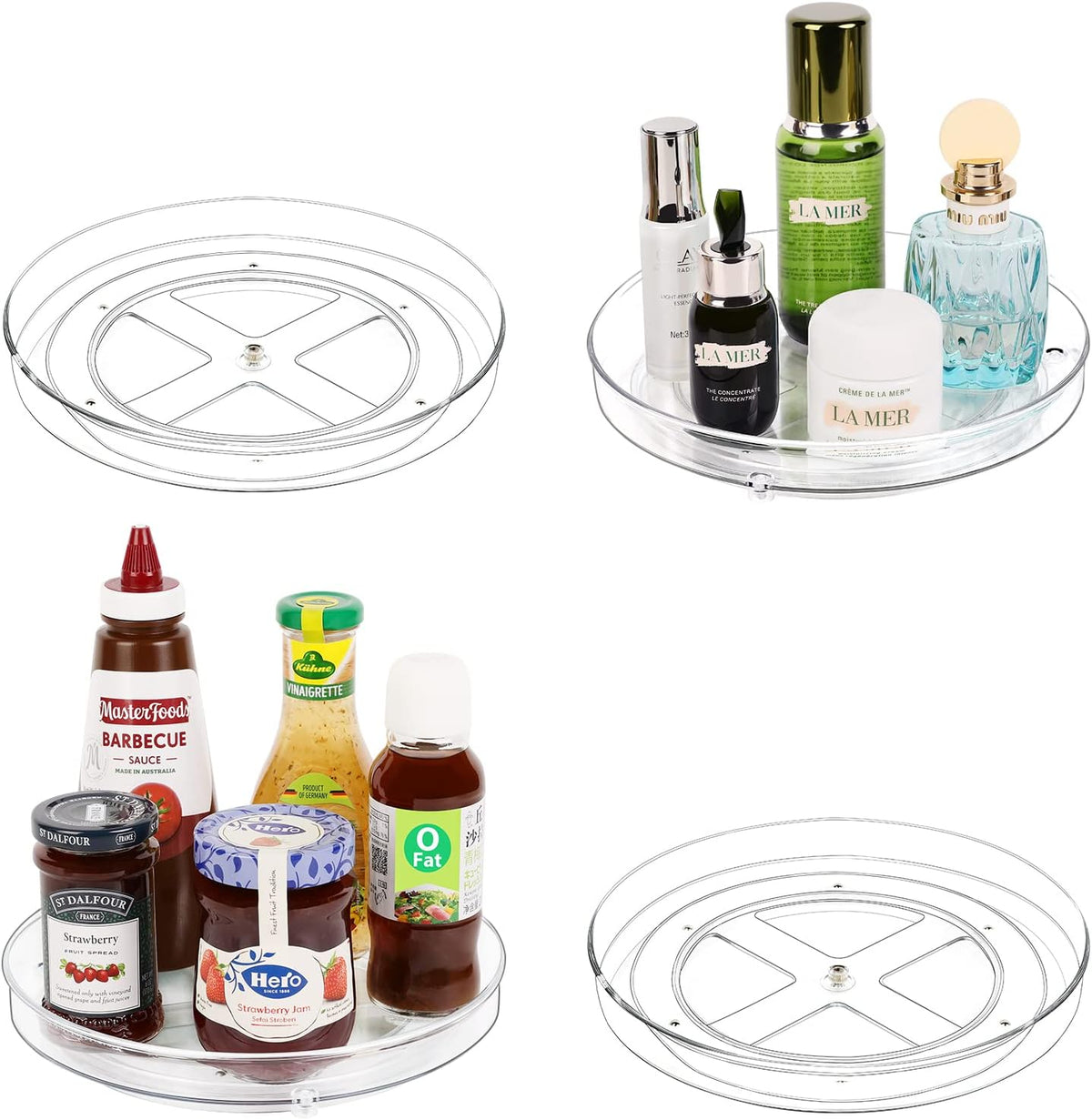 4 Pack Lazy Susan Turntable, 11.5" Rotating Organizer with Handles