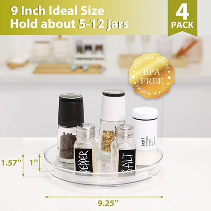 4 Pack Lazy Susan Turntable, 11.5" Rotating Organizer with Handles