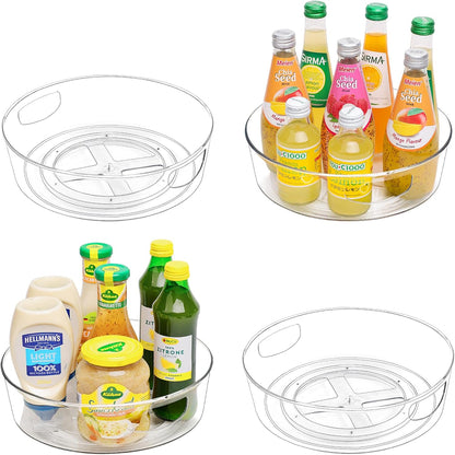 4 Pack Lazy Susan Turntable, 11.5" Rotating Organizer with Handles