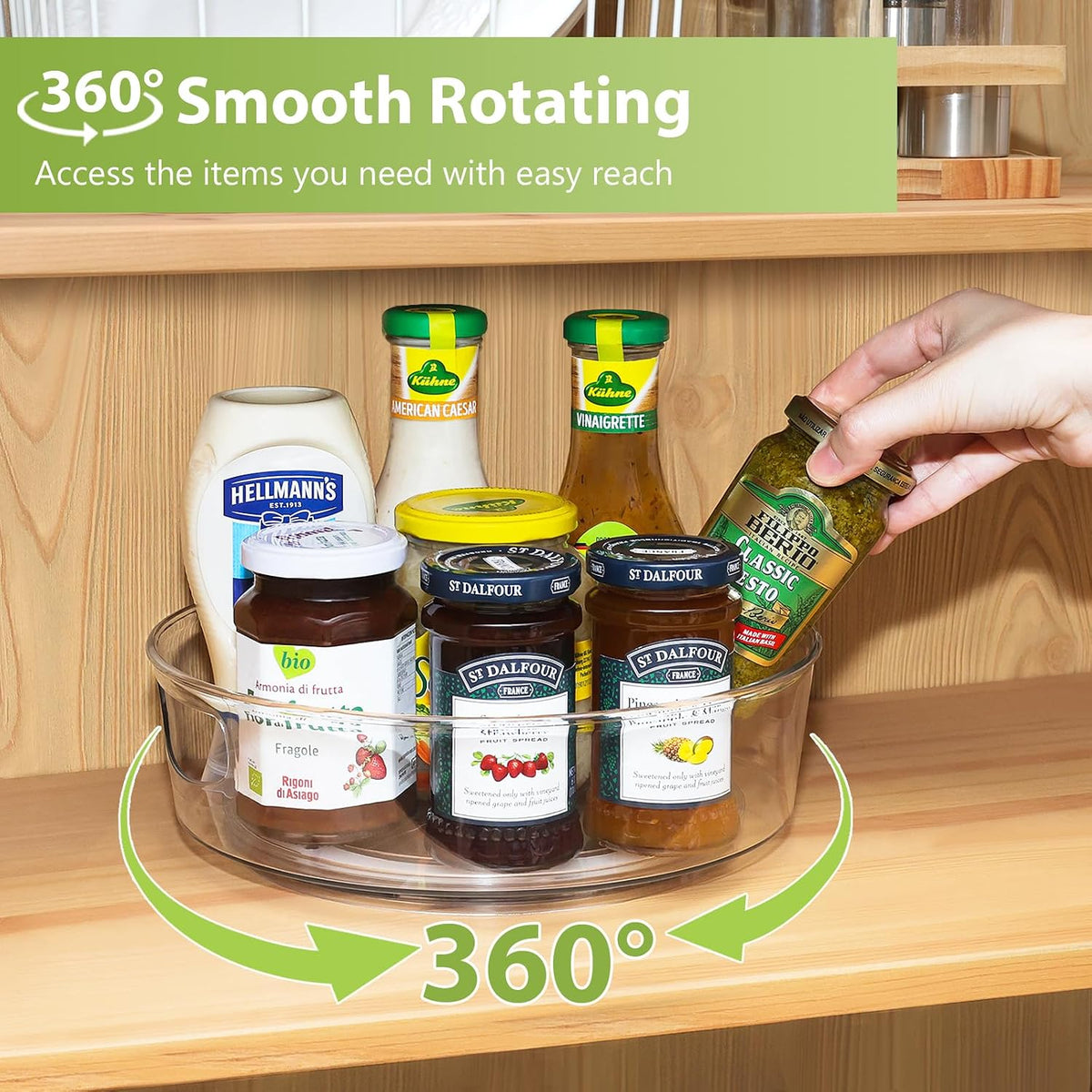 4 Pack Lazy Susan Turntable, 11.5" Rotating Organizer with Handles