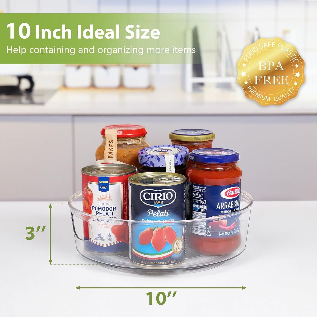 4 Pack Lazy Susan Turntable, 11.5" Rotating Organizer with Handles