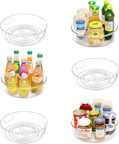 4 Pack Lazy Susan Turntable, 11.5" Rotating Organizer with Handles