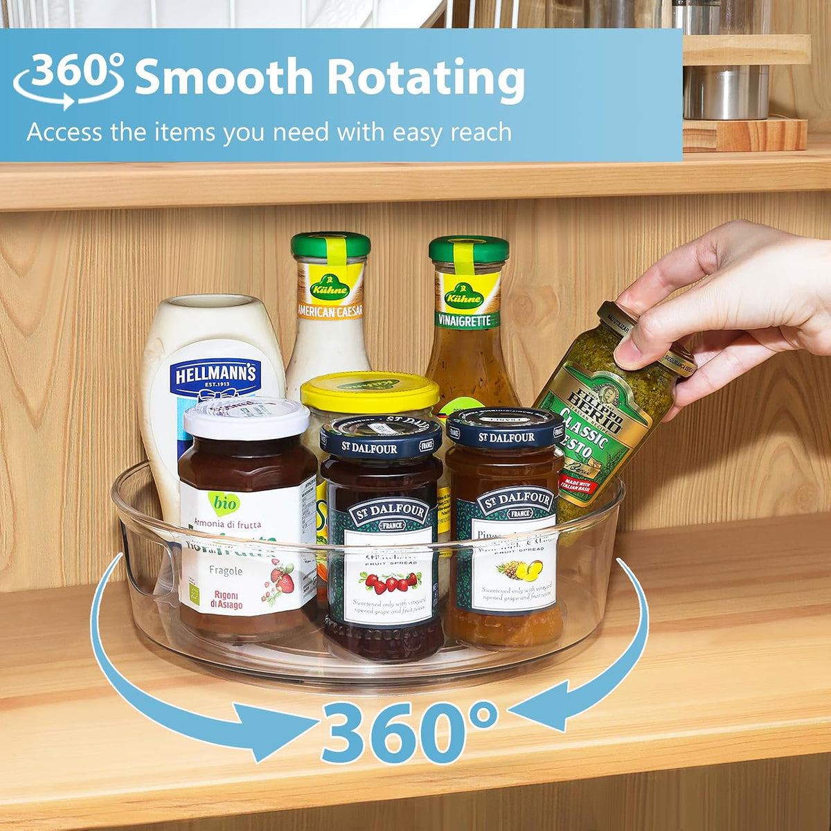 4 Pack Lazy Susan Turntable, 11.5" Rotating Organizer with Handles