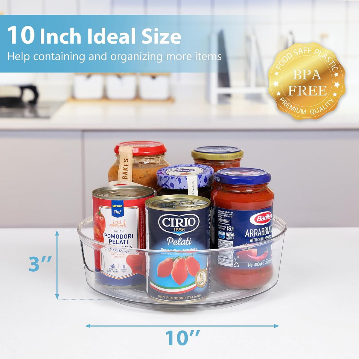 4 Pack Lazy Susan Turntable, 11.5" Rotating Organizer with Handles