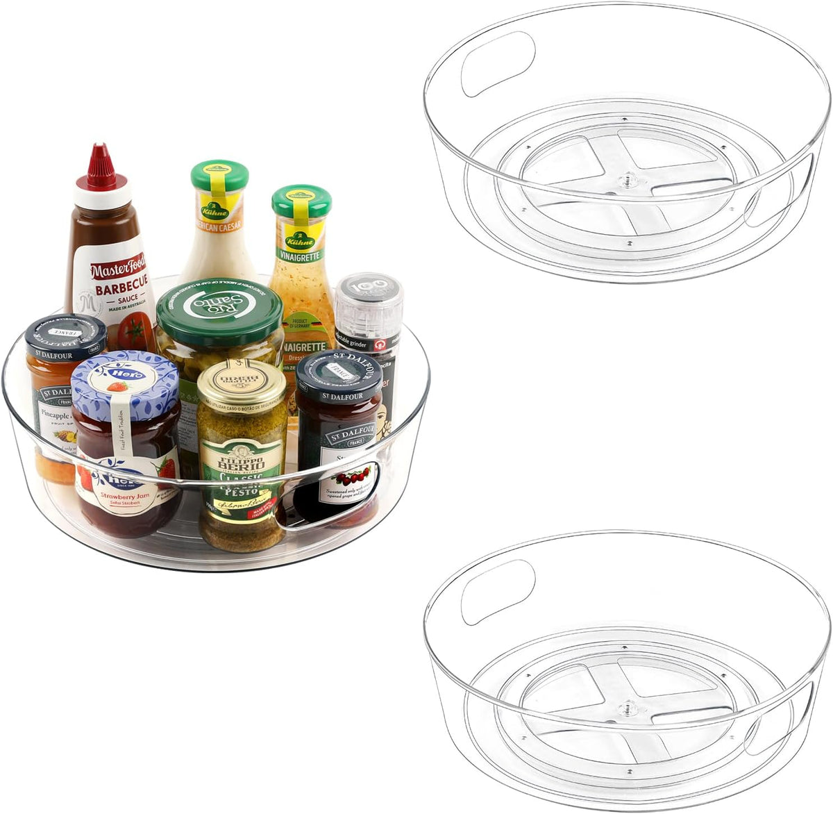 4 Pack Lazy Susan Turntable, 11.5" Rotating Organizer with Handles
