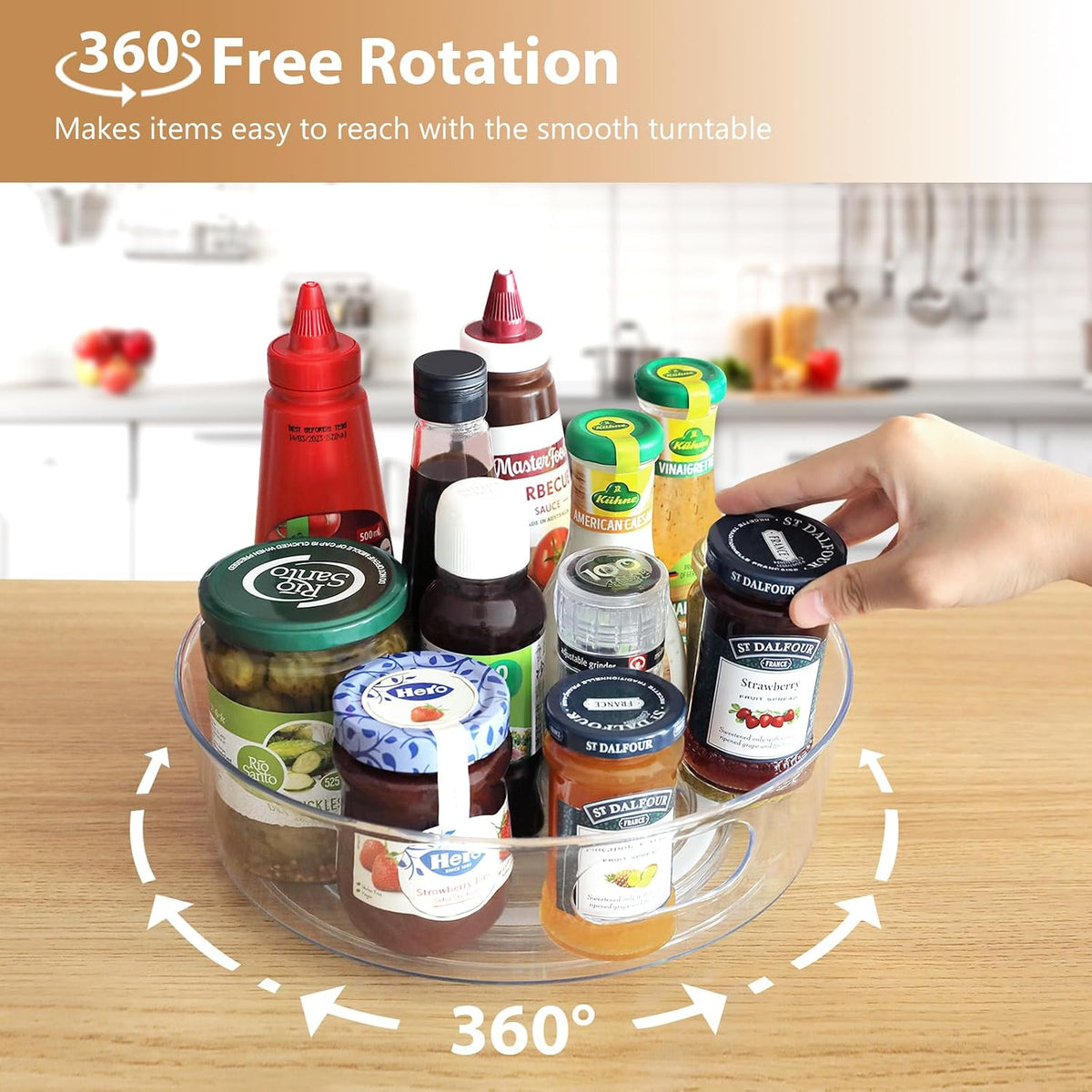4 Pack Lazy Susan Turntable, 11.5" Rotating Organizer with Handles