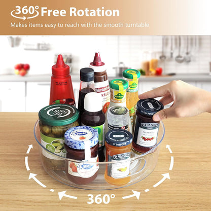 4 Pack Lazy Susan Turntable, 11.5" Rotating Organizer with Handles