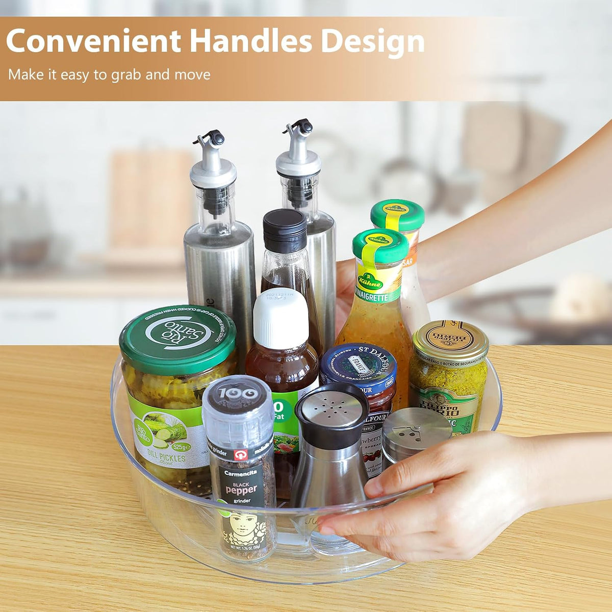4 Pack Lazy Susan Turntable, 11.5" Rotating Organizer with Handles