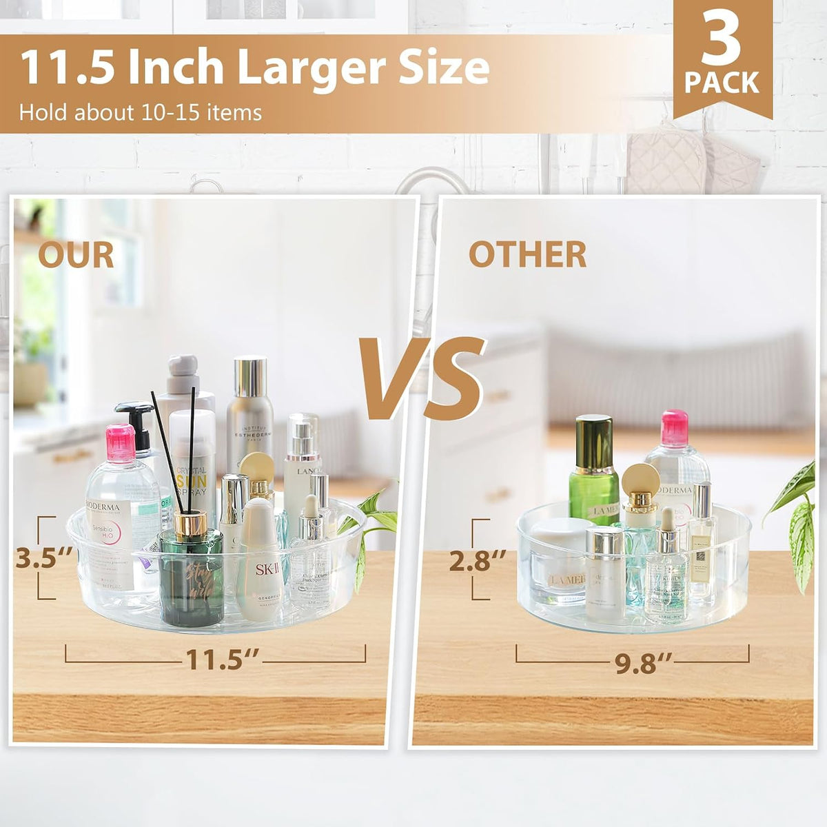 4 Pack Lazy Susan Turntable, 11.5" Rotating Organizer with Handles