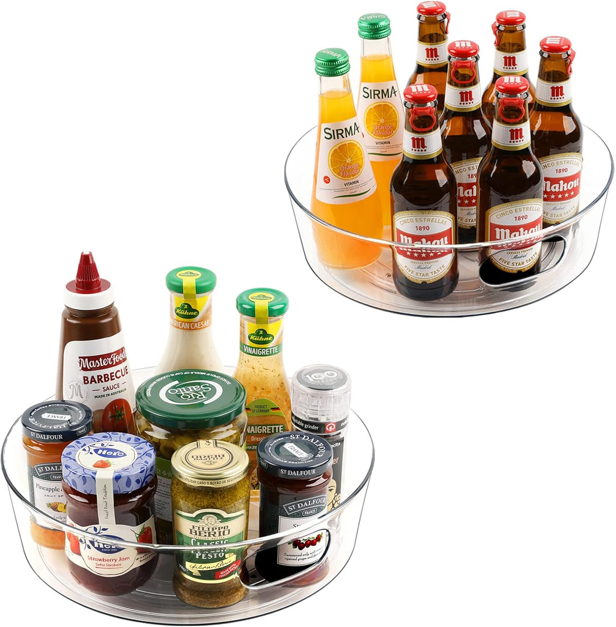 4 Pack Lazy Susan Turntable, 11.5" Rotating Organizer with Handles