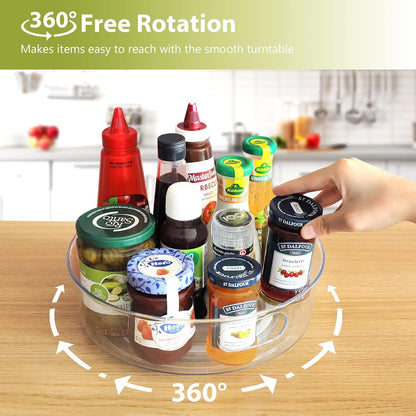 4 Pack Lazy Susan Turntable, 11.5" Rotating Organizer with Handles