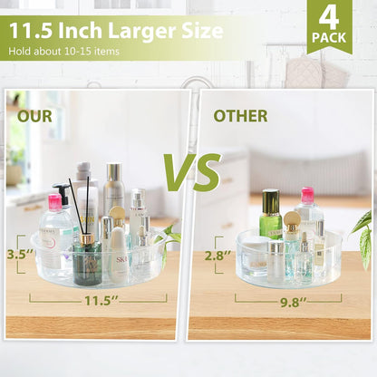 4 Pack Lazy Susan Turntable, 11.5" Rotating Organizer with Handles