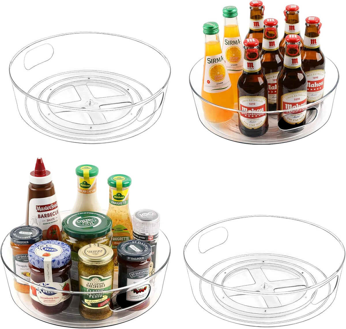 4 Pack Lazy Susan Turntable, 11.5" Rotating Organizer with Handles