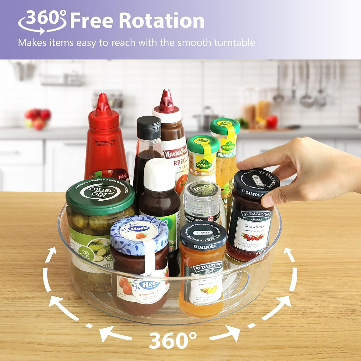 4 Pack Lazy Susan Turntable, 11.5" Rotating Organizer with Handles