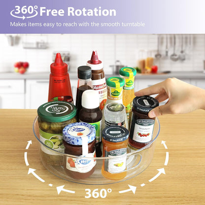 4 Pack Lazy Susan Turntable, 11.5" Rotating Organizer with Handles