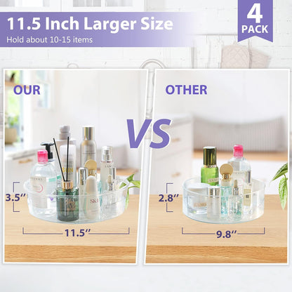 4 Pack Lazy Susan Turntable, 11.5" Rotating Organizer with Handles