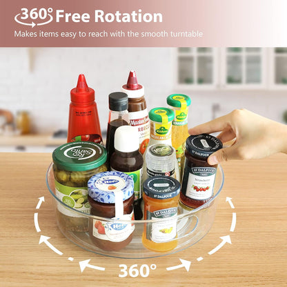 4 Pack Lazy Susan Turntable, 11.5" Rotating Organizer with Handles