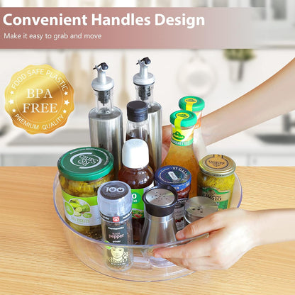 4 Pack Lazy Susan Turntable, 11.5" Rotating Organizer with Handles