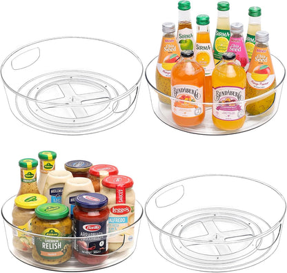 4 Pack Lazy Susan Turntable, 11.5" Rotating Organizer with Handles