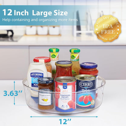4 Pack Lazy Susan Turntable, 11.5" Rotating Organizer with Handles