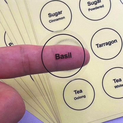 Spice Labels, 432Pcs Spice Labels Stickers 1.4in Waterproof Adhesive Round Preprinted Spice with Blank Label Black Tear Resistant Sticker for Kitchen Jars Caps Food Containers Spice Organizers
