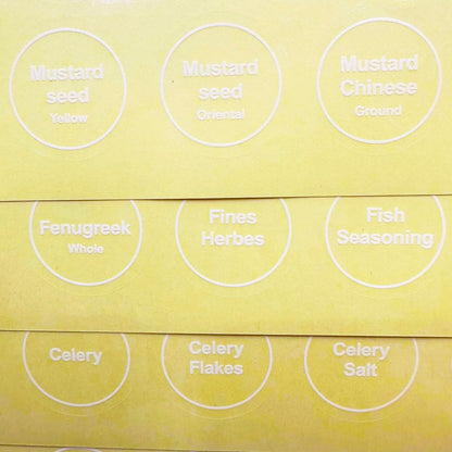 Spice Labels, 432Pcs Spice Labels Stickers 1.4in Waterproof Adhesive Round Preprinted Spice with Blank Label Black Tear Resistant Sticker for Kitchen Jars Caps Food Containers Spice Organizers
