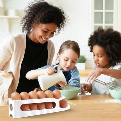 Egg Holder for Fridge, Egg Roller for Eggs 18 Count, 3 Tiers | Auto Rolling Egg Storage Organizer for Refrigerator, Slim Space Saving Container, Dispenser