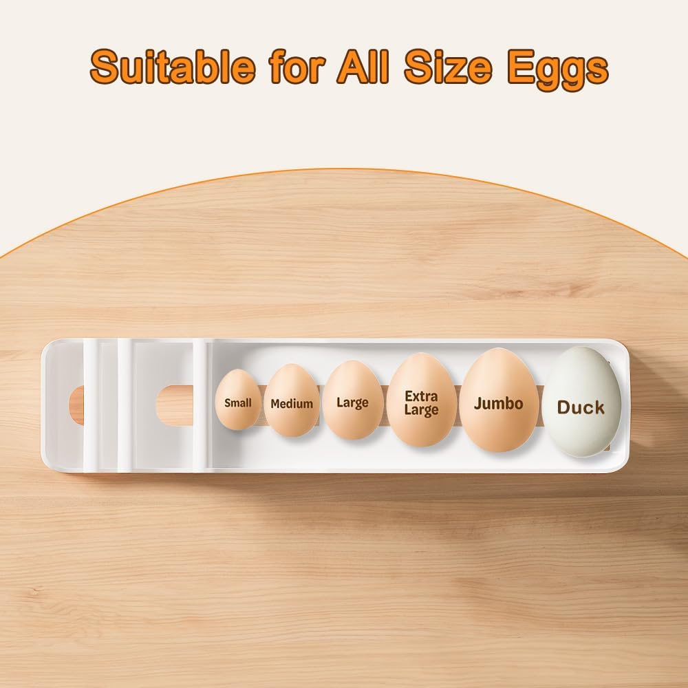 Egg Holder for Fridge, Egg Roller for Eggs 18 Count, 3 Tiers | Auto Rolling Egg Storage Organizer for Refrigerator, Slim Space Saving Container, Dispenser