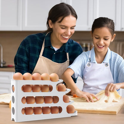 Egg Holder for Fridge, Egg Roller for Eggs 18 Count, 3 Tiers | Auto Rolling Egg Storage Organizer for Refrigerator, Slim Space Saving Container, Dispenser