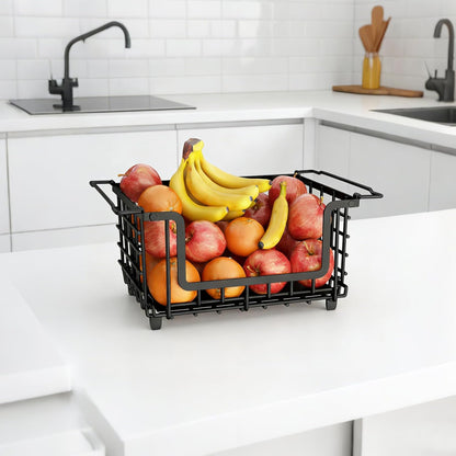 Stackable Metal Wire Vegetable Fruit Basket for Kitchen Counter Cabinet, Pantry Organizers and Storage Basket, Food Can Snack Onion Potato Bread Storage Shelf Freezer Organizer Bins Containers