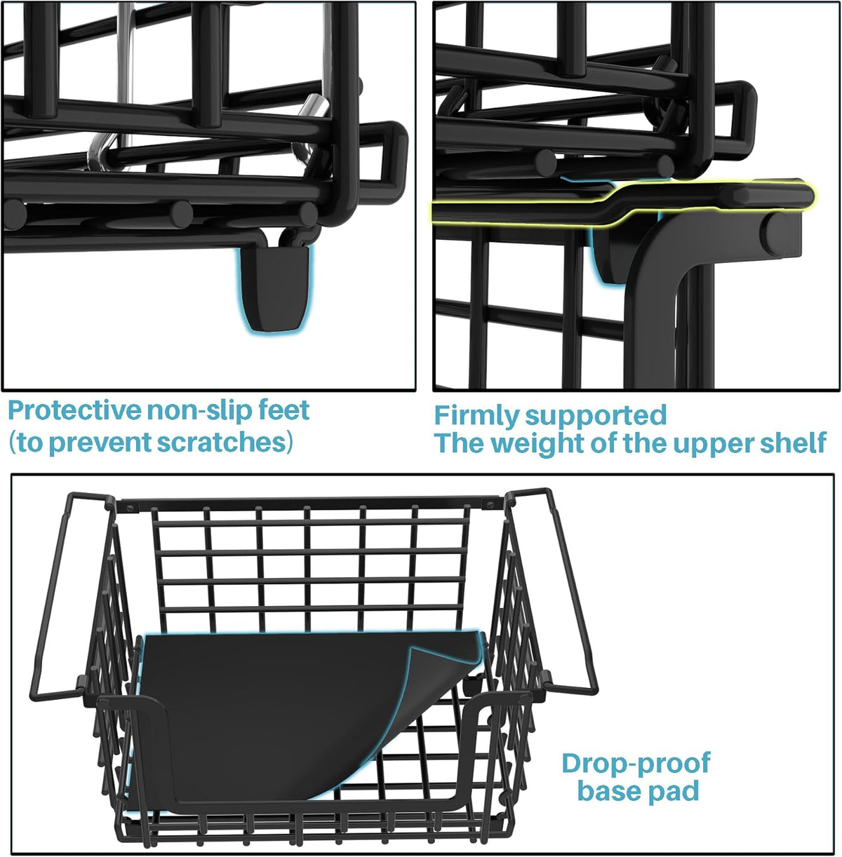 Stackable Metal Wire Vegetable Fruit Basket for Kitchen Counter Cabinet, Pantry Organizers and Storage Basket, Food Can Snack Onion Potato Bread Storage Shelf Freezer Organizer Bins Containers