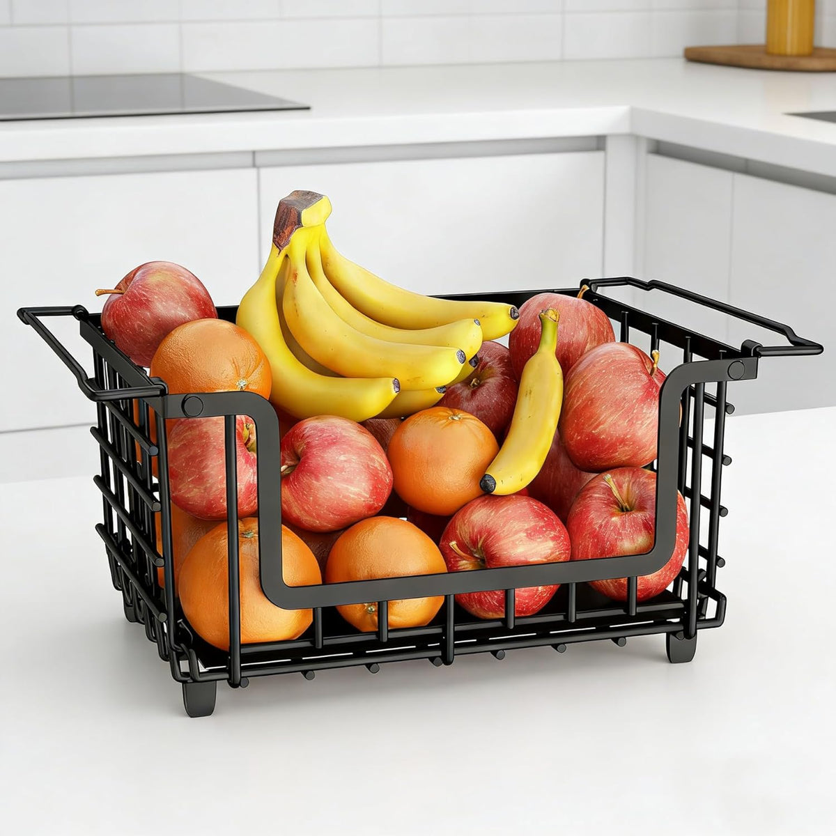 Stackable Metal Wire Vegetable Fruit Basket for Kitchen Counter Cabinet, Pantry Organizers and Storage Basket, Food Can Snack Onion Potato Bread Storage Shelf Freezer Organizer Bins Containers